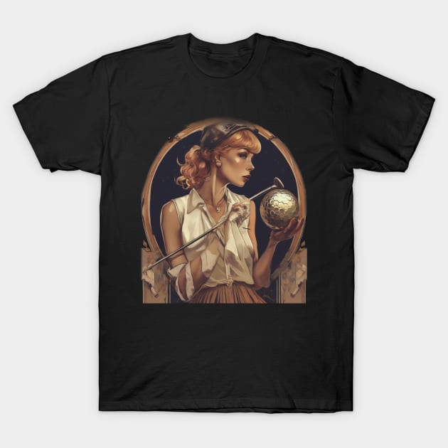 Retro lady golfer T-Shirt by sailorsam1805